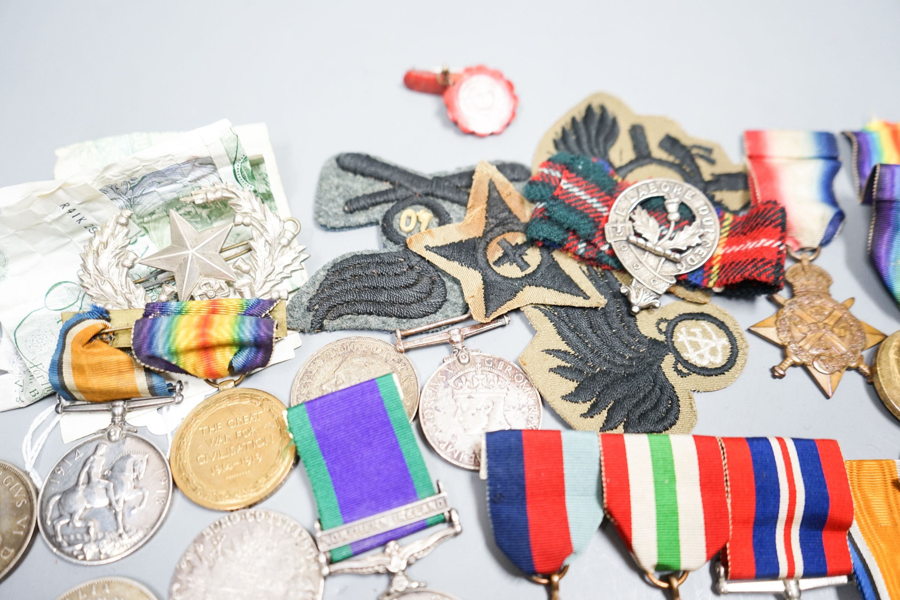 WW1 and WW2 medals, badges and coins etc.